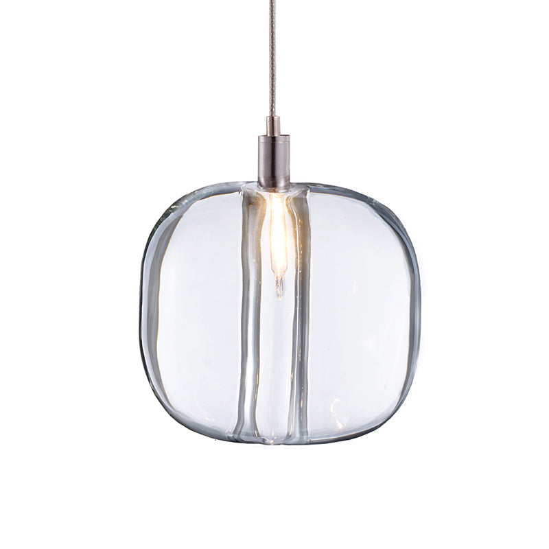 Mirrored Glass Designer Drum Pendant Lamp With Clear/Amber/Smoke Finish - 1 Light Hanging Fixture