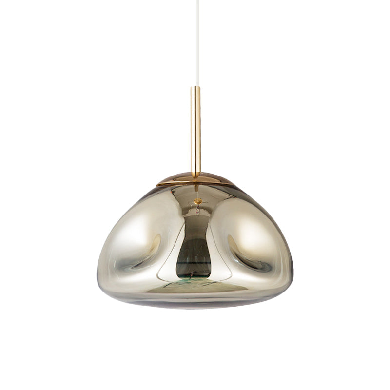 Modern Melt Shape Pendant Lamp - Gold, Silver, Rose Gold - 1 Light - Dimpled Blown Glass - Hanging Light Kit