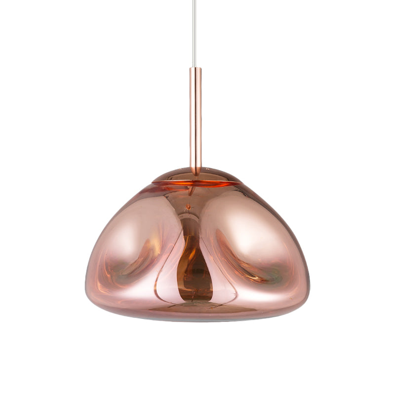Modern Melt Shape Pendant Lamp - Gold, Silver, Rose Gold - 1 Light - Dimpled Blown Glass - Hanging Light Kit