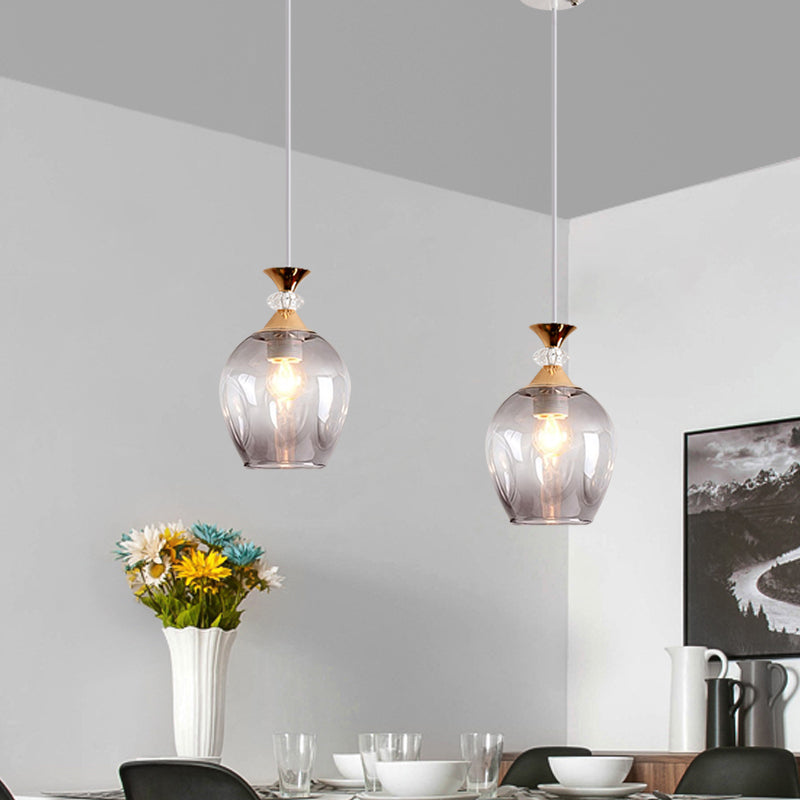 Suspension moderne en verre en forme de coupe avec alvéoles multicolores