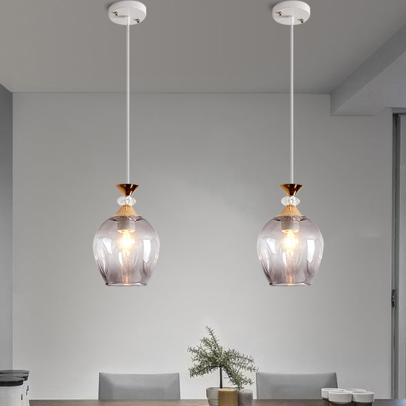 Suspension moderne en verre en forme de coupe avec alvéoles multicolores