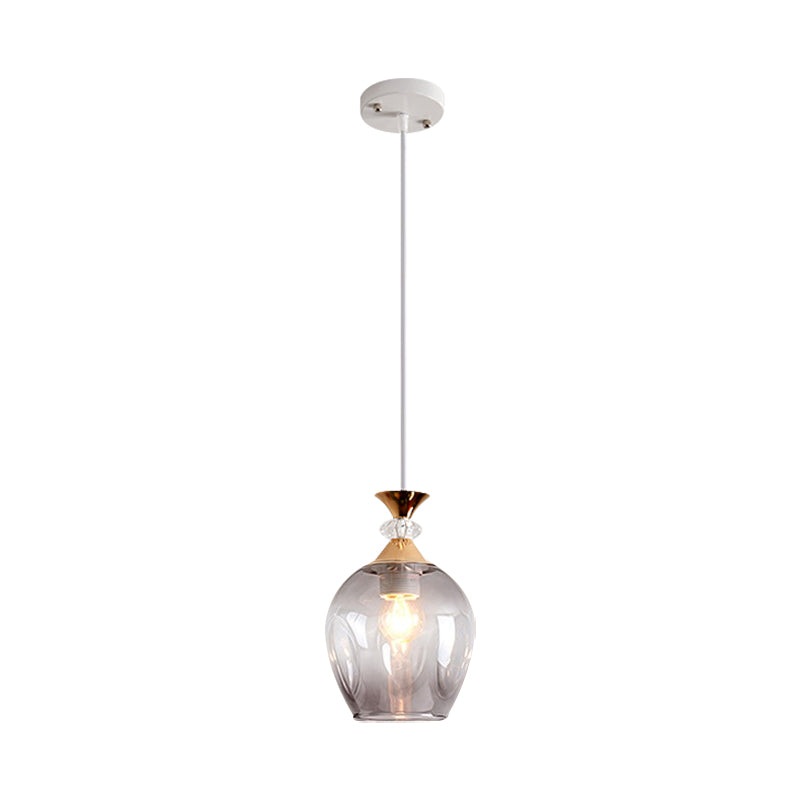 Suspension moderne en verre en forme de coupe avec alvéoles multicolores
