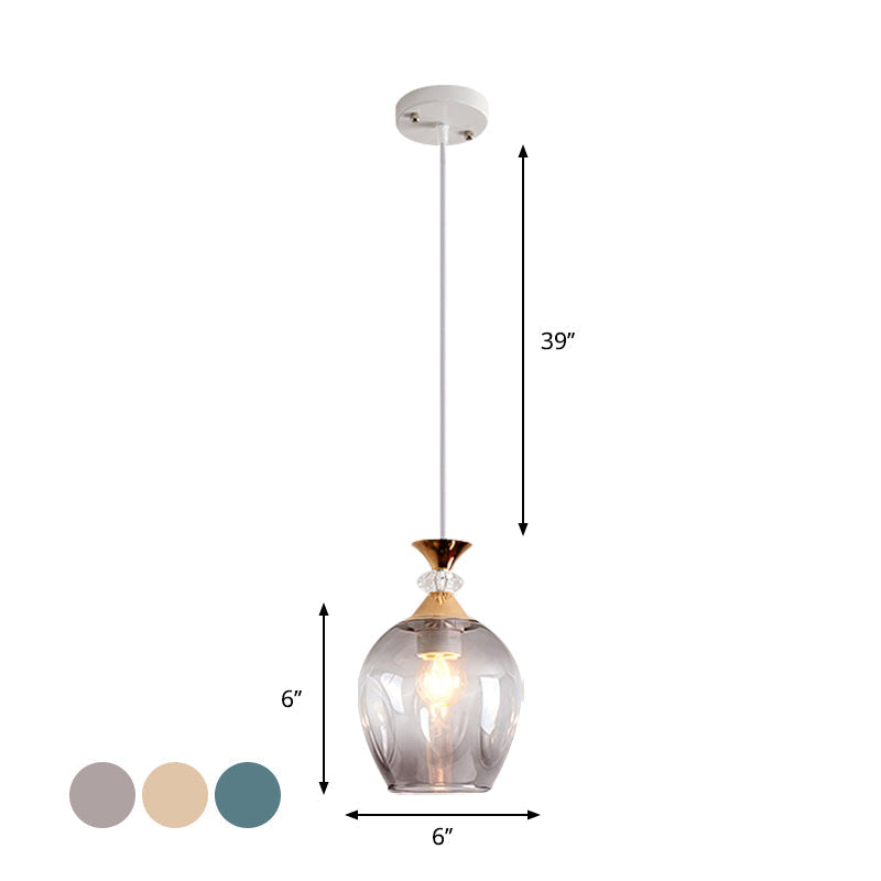 Suspension moderne en verre en forme de coupe avec alvéoles multicolores