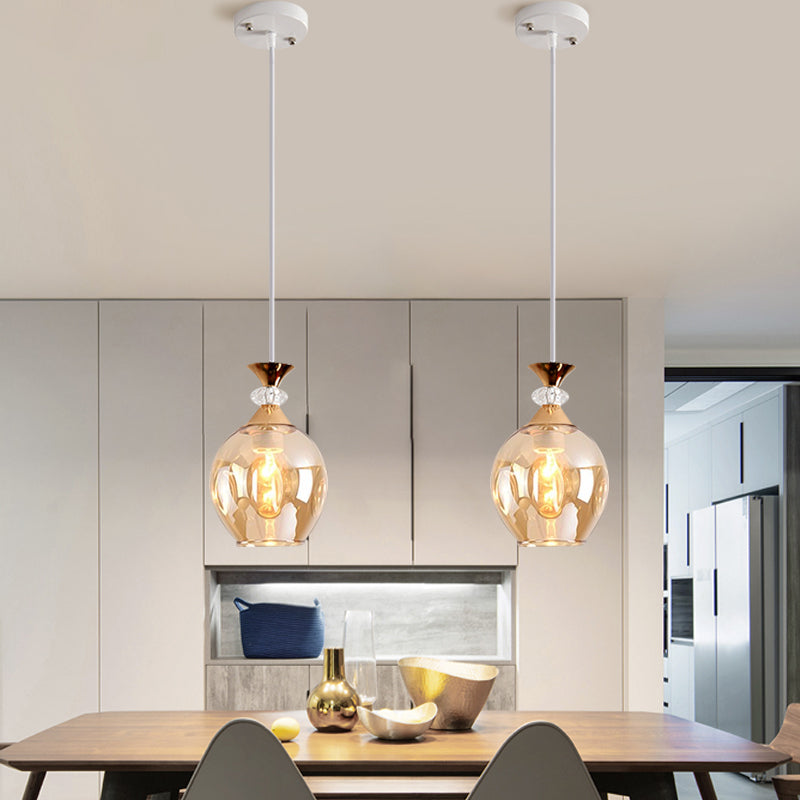 Suspension moderne en verre en forme de coupe avec alvéoles multicolores