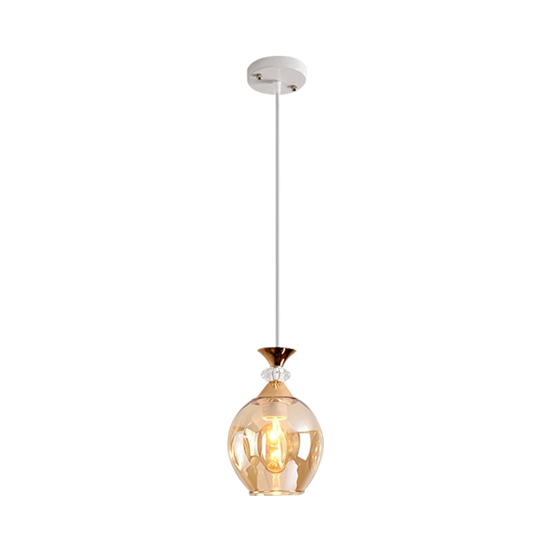 Suspension moderne en verre en forme de coupe avec alvéoles multicolores