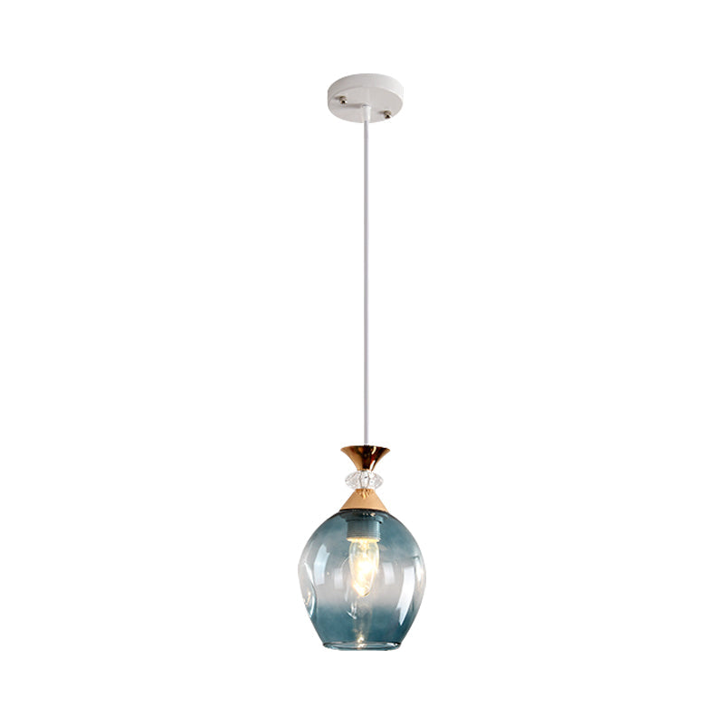 Suspension moderne en verre en forme de coupe avec alvéoles multicolores