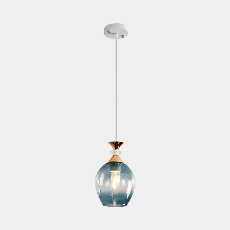 Suspension moderne en verre en forme de coupe avec alvéoles multicolores