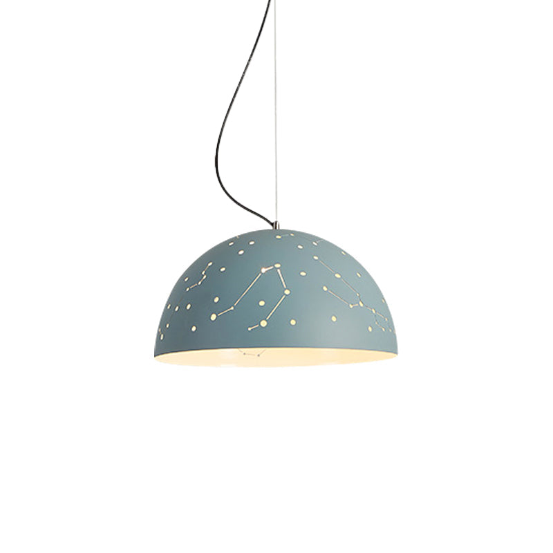 Minimalist Metal Hanging Ceiling Light - 1-Light Semisphere Pendant Lamp - Blue/Green/Yellow