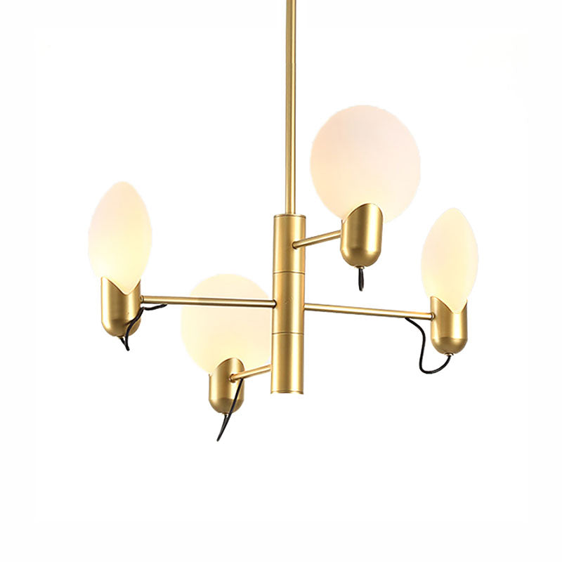 Modern Glass Shade Chandelier - Adjustable 4-Light Hanging Light Fixture in Black/Gold