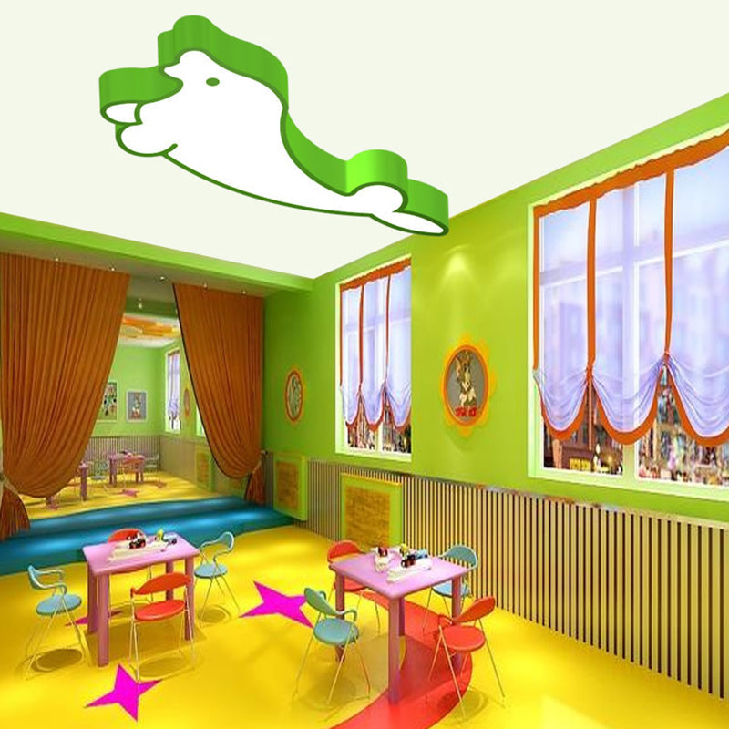 LED Cartoon Seal Ceiling Light with Colorful Acrylic Shade - Flush Mount Fixture