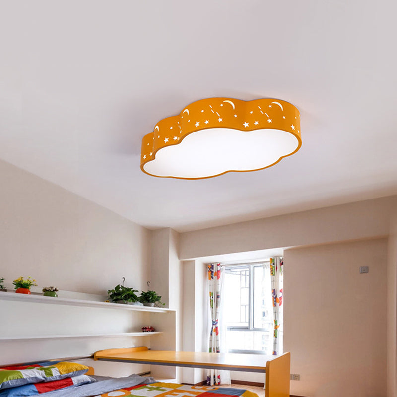 Hollowed-Out Cloud LED Flush Light: Macaron Acrylic Red/Yellow/Blue, 20.5"/24.5" Width