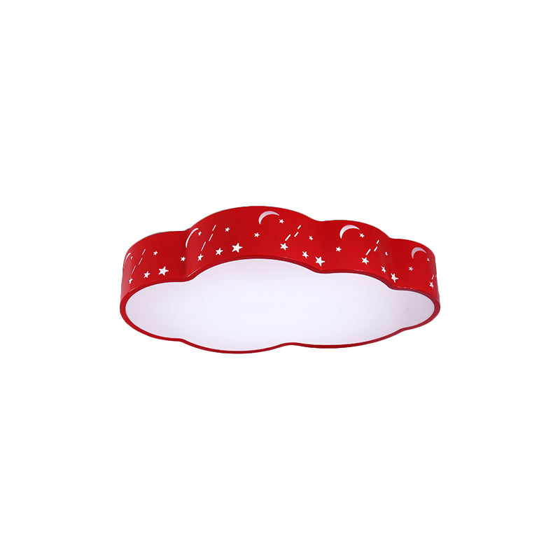 Hollowed-Out Cloud LED Flush Light: Macaron Acrylic Red/Yellow/Blue, 20.5"/24.5" Width