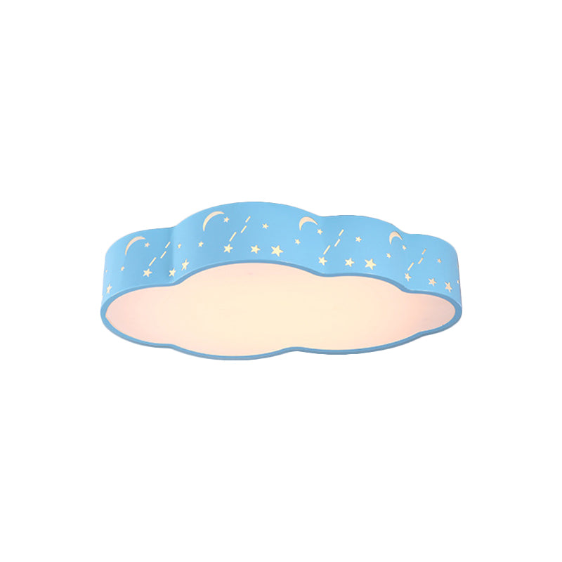 Hollowed-Out Cloud LED Flush Light: Macaron Acrylic Red/Yellow/Blue, 20.5"/24.5" Width