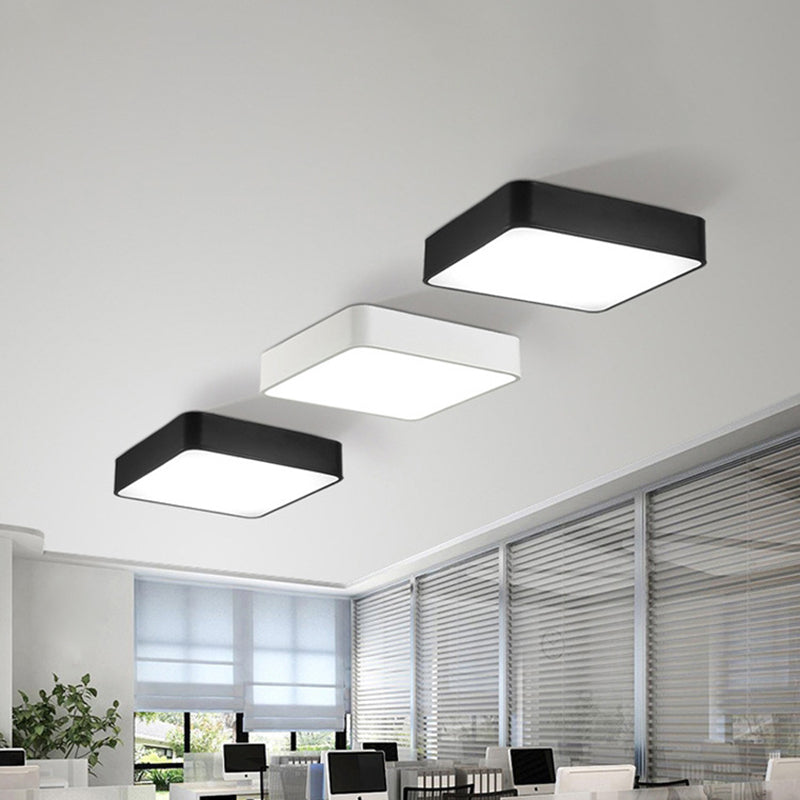 Plafonnier carré nordique à LED en acrylique pour bureau (noir/blanc, 40,6/59,7/99,1 cm de large)