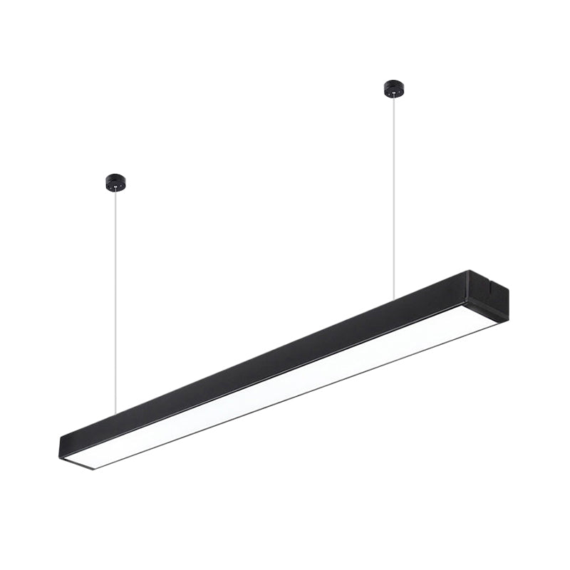 Lampe suspendue linéaire minimaliste à LED - Acrylique, noir/blanc - Lampe suspendue de bureau (2"/3"/4" de large)