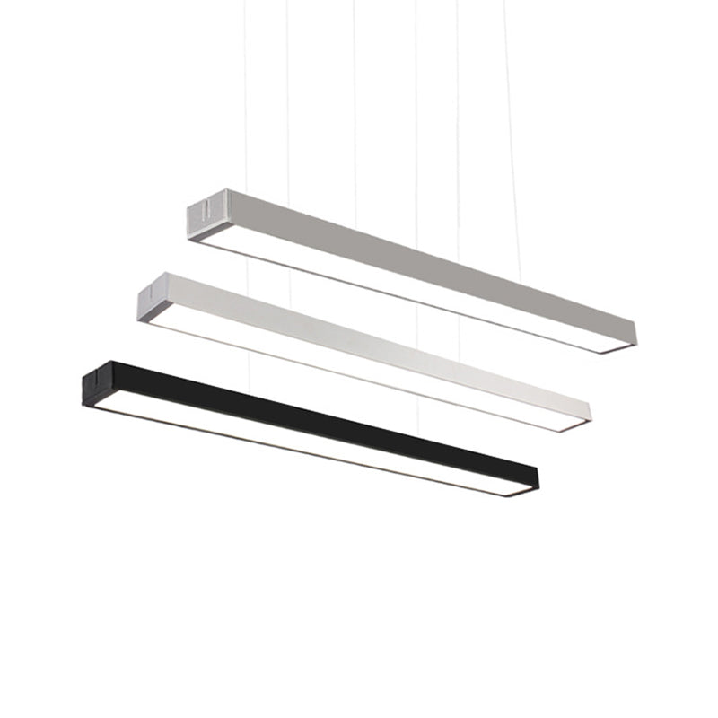 Lampe suspendue linéaire minimaliste à LED - Acrylique, noir/blanc - Lampe suspendue de bureau (2"/3"/4" de large)