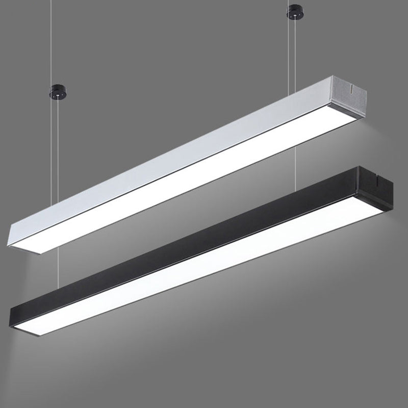 Lampe suspendue linéaire minimaliste à LED - Acrylique, noir/blanc - Lampe suspendue de bureau (2"/3"/4" de large)