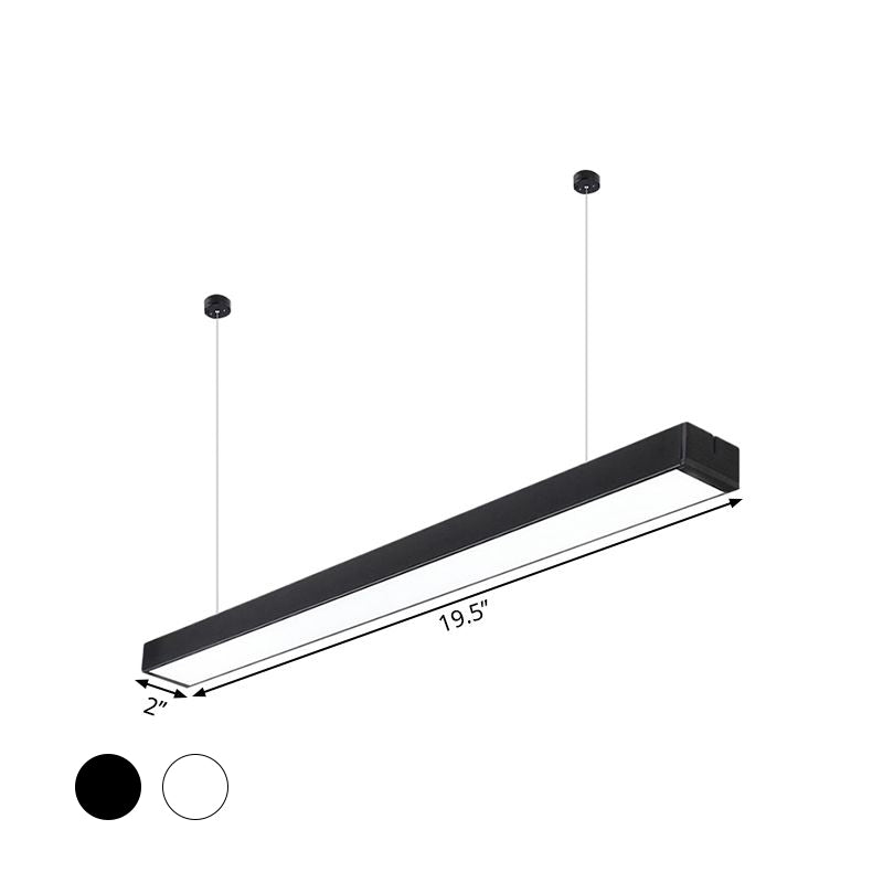 Lampe suspendue linéaire minimaliste à LED - Acrylique, noir/blanc - Lampe suspendue de bureau (2"/3"/4" de large)