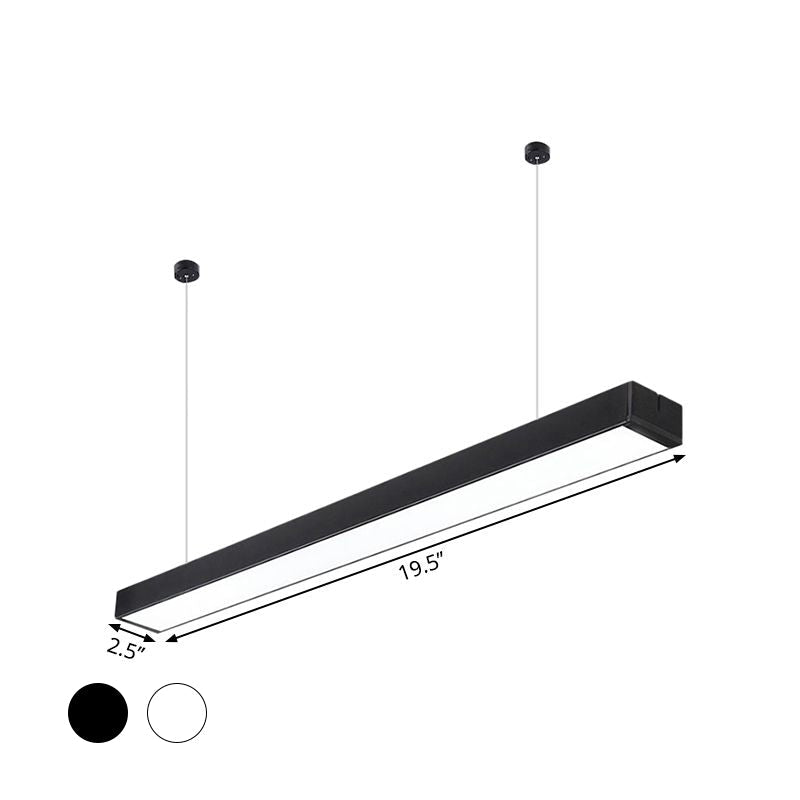 Lampe suspendue linéaire minimaliste à LED - Acrylique, noir/blanc - Lampe suspendue de bureau (2"/3"/4" de large)