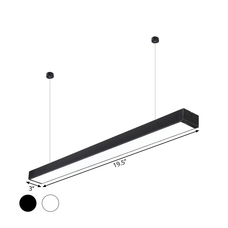 Lampe suspendue linéaire minimaliste à LED - Acrylique, noir/blanc - Lampe suspendue de bureau (2"/3"/4" de large)