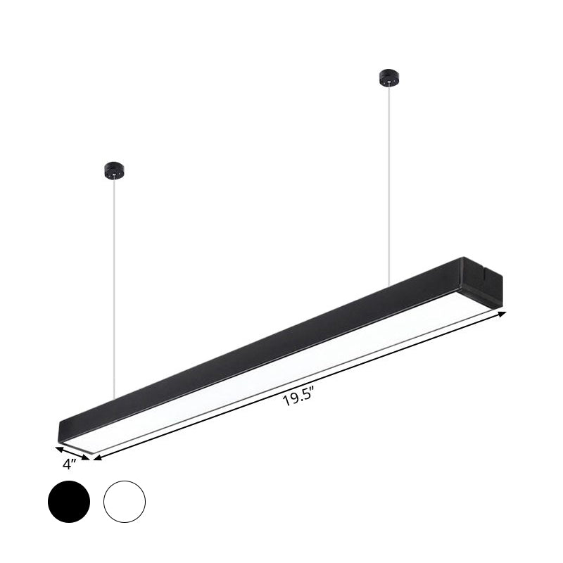 Lampe suspendue linéaire minimaliste à LED - Acrylique, noir/blanc - Lampe suspendue de bureau (2"/3"/4" de large)