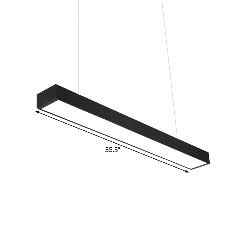 Contemporary Rectangular Acrylic Office Ceiling Light - Led Flush Mount Black Finish Wider Options