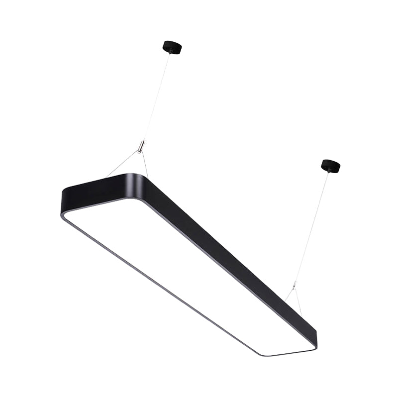 Contemporary Rectangle Pendant Light with LED, Acrylic Shade, Black/White, 4"/8"/12" W