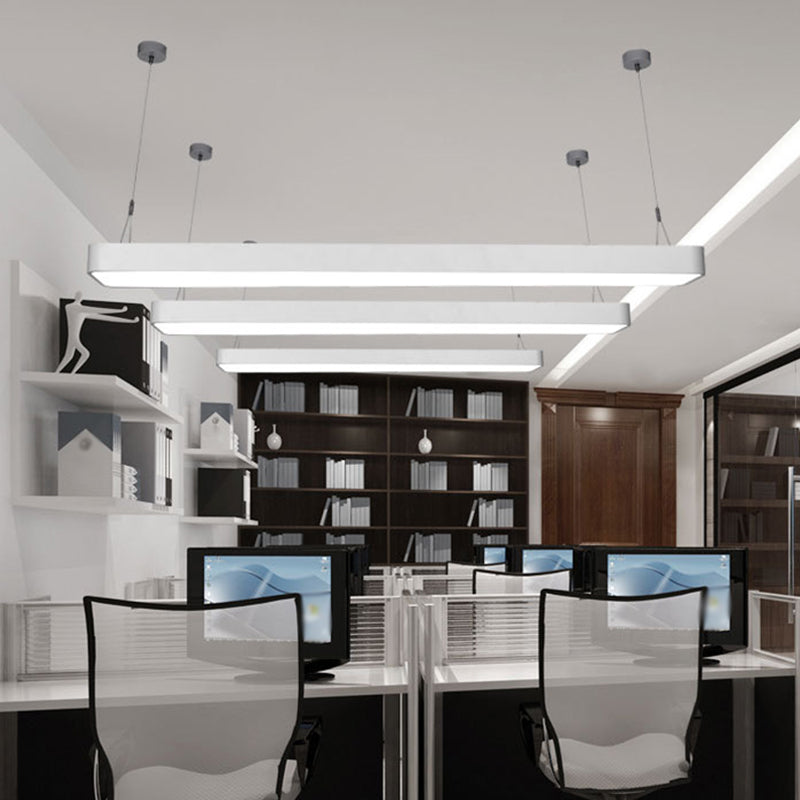Contemporary Rectangle Pendant Light with LED, Acrylic Shade, Black/White, 4"/8"/12" W