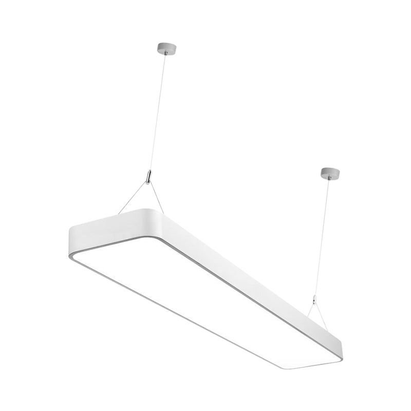 Contemporary Rectangle Pendant Light with LED, Acrylic Shade, Black/White, 4"/8"/12" W