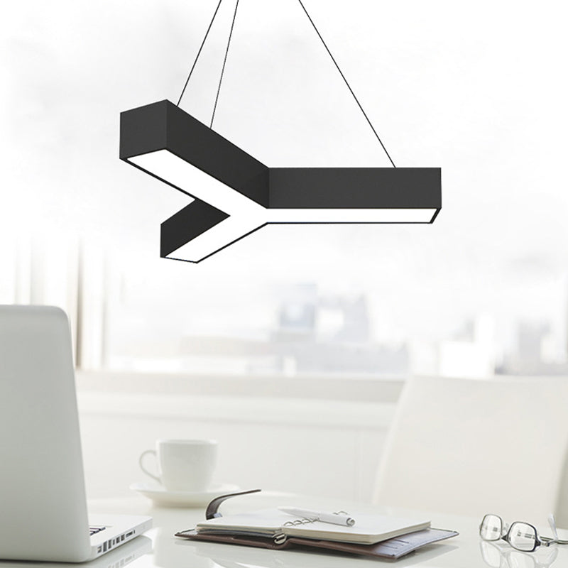 Modern Y-Shaped Gymnasium LED Ceiling Lamp in Black/White, 3 Sizes Available