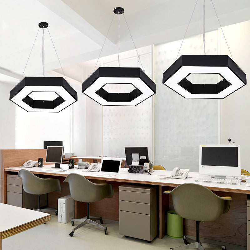 Honeycomb Gym Pendant Iron LED Hanging Light - Nordic Style in Black