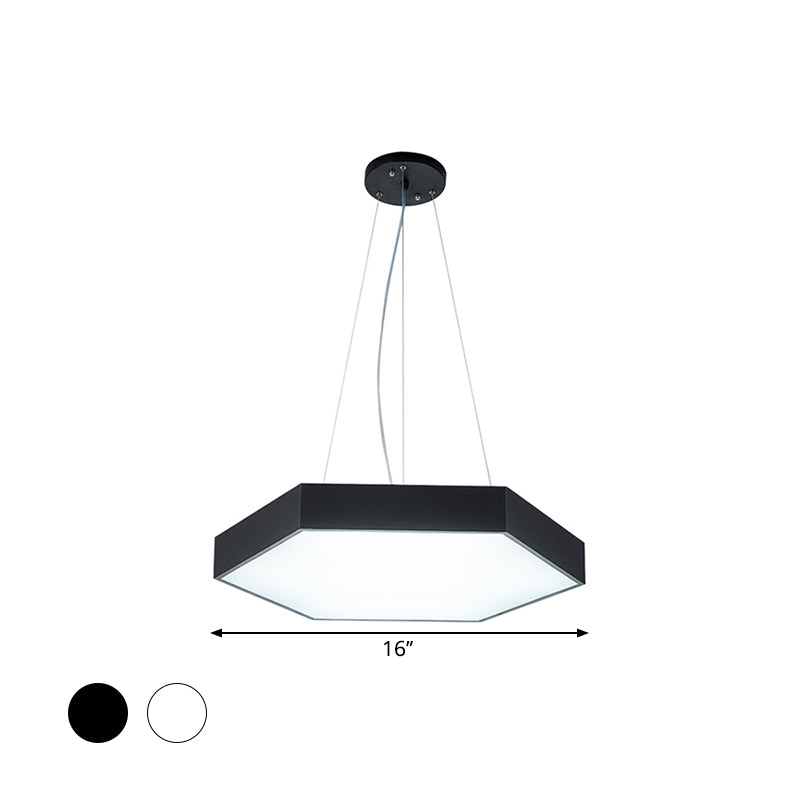 Modern Metallic LED Pendant Light with Honeycomb Design, Black/White, Acrylic Diffuser - 16"/23.5"/35.5" W