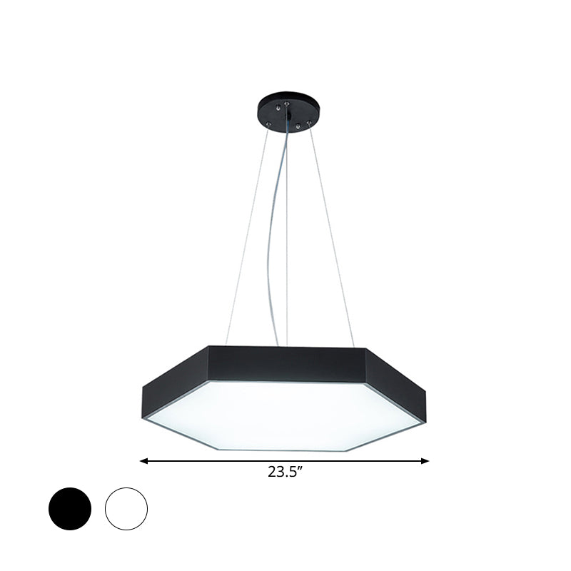 Modern Metallic LED Pendant Light with Honeycomb Design, Black/White, Acrylic Diffuser - 16"/23.5"/35.5" W