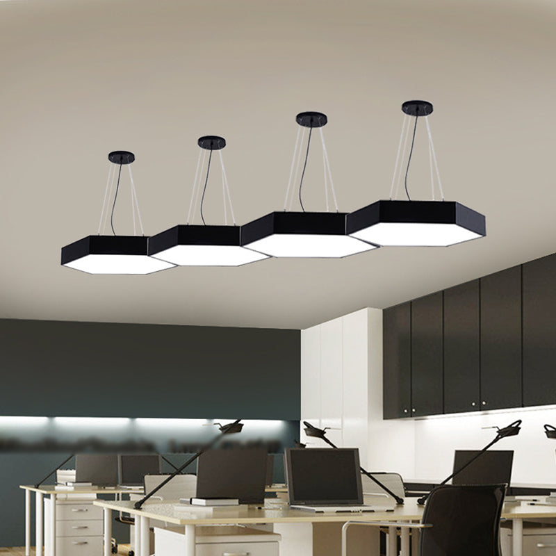Contemporary Honeycomb Led Pendant Lamp - Black Iron Dining Room Light Fixture 18/23.5/47 L / 18