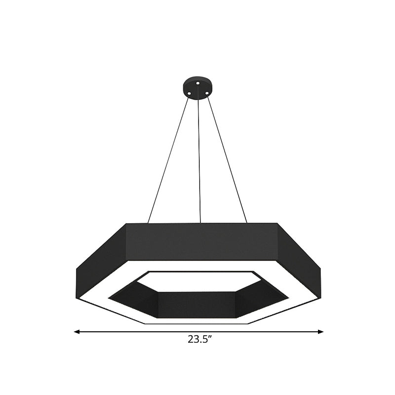 Modern Hexagonal LED Pendant Light Fixture in Acrylic Black, 18"/31.5"/47" Wide