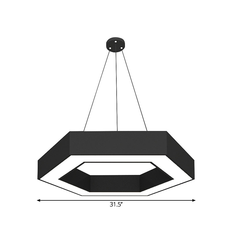 Modern Hexagonal LED Pendant Light Fixture in Acrylic Black, 18"/31.5"/47" Wide