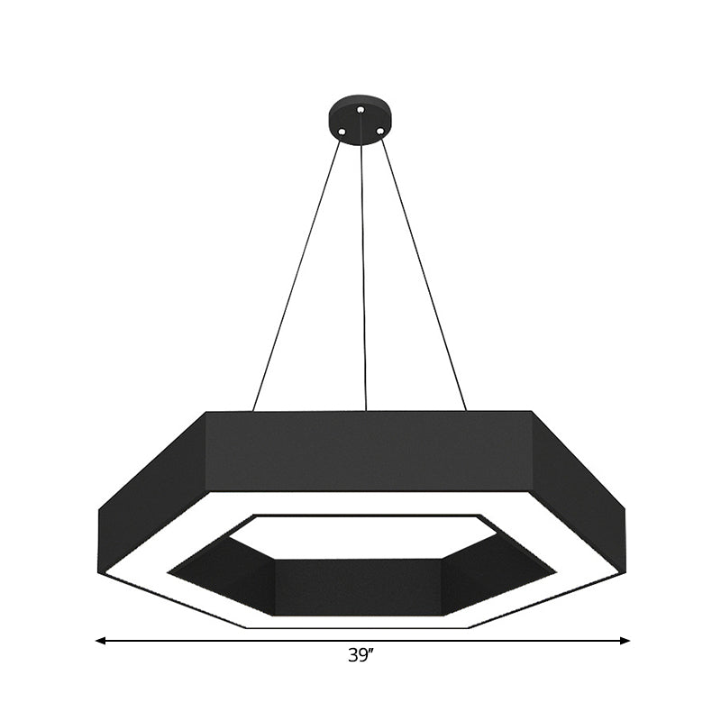 Modern Hexagonal LED Pendant Light Fixture in Acrylic Black, 18"/31.5"/47" Wide