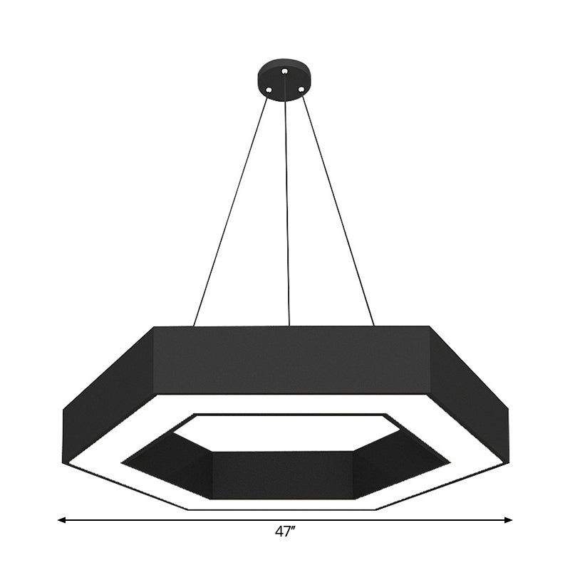 Modern Hexagonal LED Pendant Light Fixture in Acrylic Black, 18"/31.5"/47" Wide