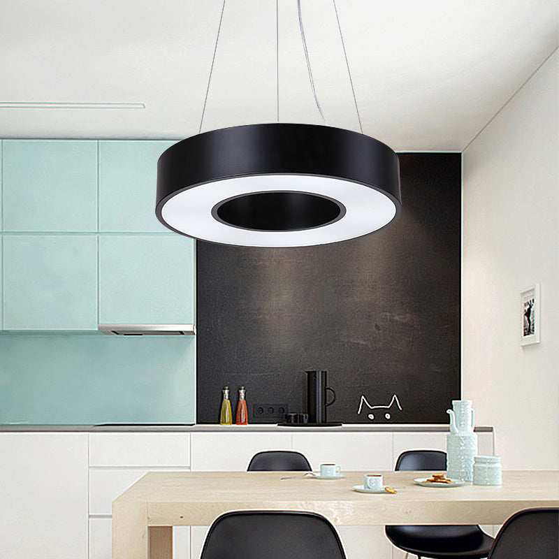 Simplicity Circular Hanging Lamp – Iron LED Office Lighting Fixture (23.5" W) - Black