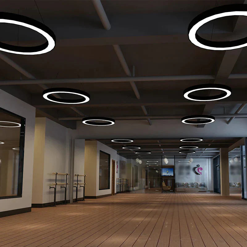 Lampe suspendue circulaire à LED en noir