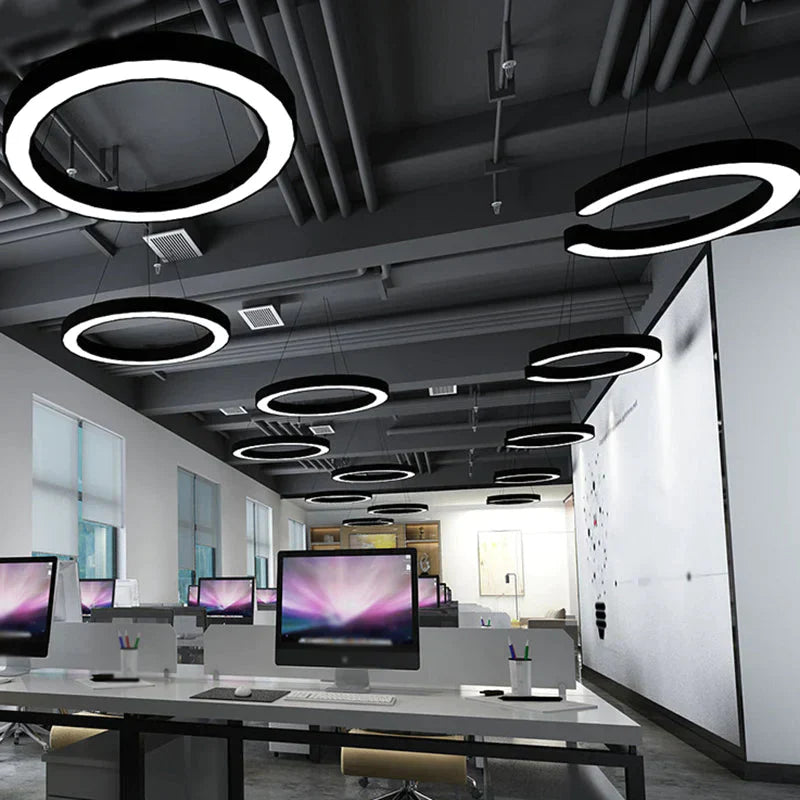 Lampe suspendue circulaire à LED en noir