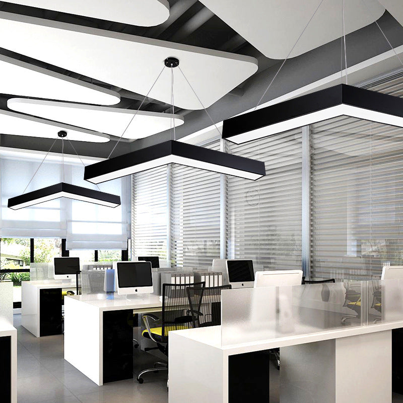 Commercial Pendant Lighting: V-Shaped Minimalism Hanging Lamp Black/White Led 23.5/35.5/47 Wide