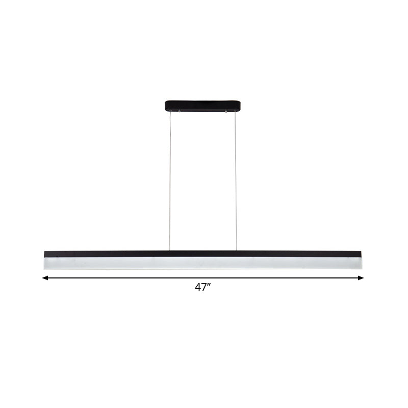 Simple Black Ultrathin Linear Ceiling Lamp with Wide LED Acrylic Pendant - Ideal for Office (23.5"/35.5"/47")