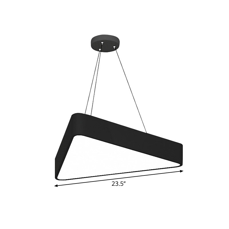 Modern Triangle Pendant Lamp - Led Down Lighting 16-23.5 Wide Metal Black/White
