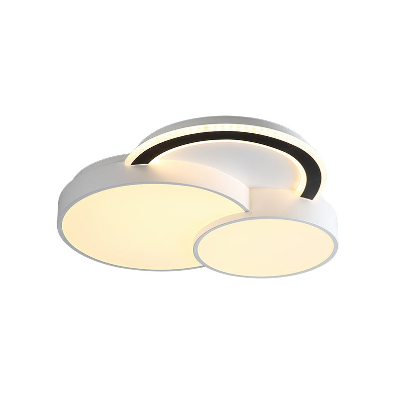 Modern Half-Circle Flush Mount LED Ceiling Lamp - Foyer Round, White Acrylic