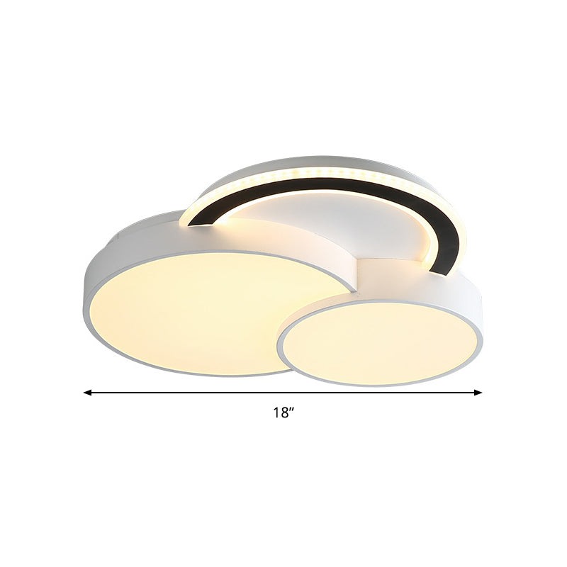Modern Half-Circle Flush Mount LED Ceiling Lamp - Foyer Round, White Acrylic