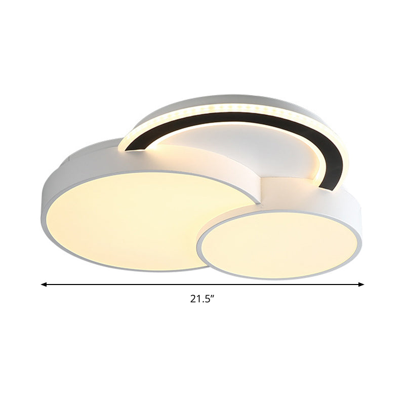 Modern Half-Circle Flush Mount LED Ceiling Lamp - Foyer Round, White Acrylic