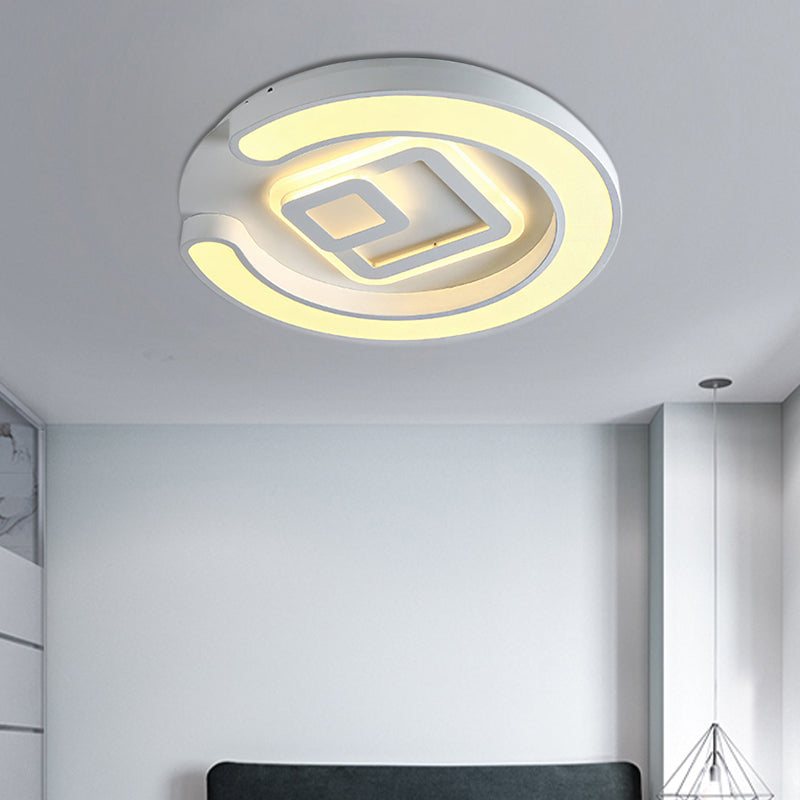 Modern White LED Ceiling Lamp for Bedroom Study Room with Acrylic Round Fixture
