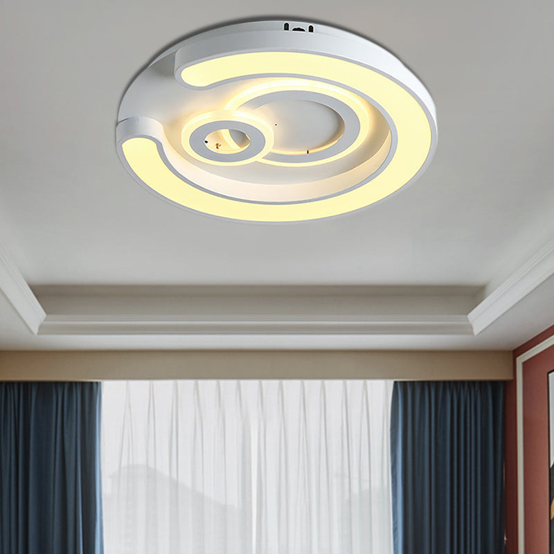 Modern White LED Ceiling Lamp for Bedroom Study Room with Acrylic Round Fixture