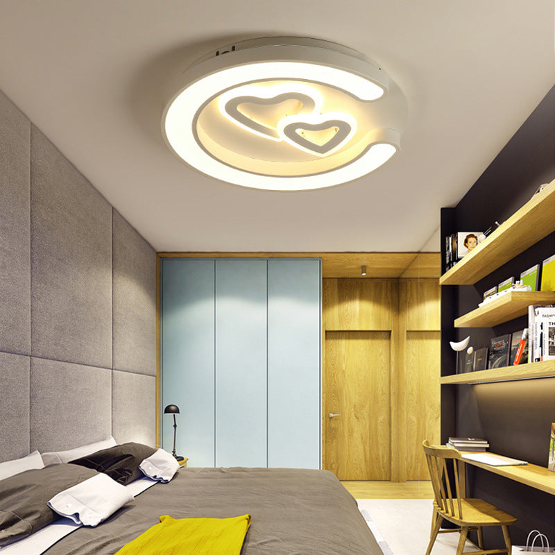 Modern White LED Ceiling Lamp for Bedroom Study Room with Acrylic Round Fixture